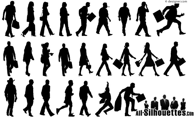 Walking People Silhouette Vector