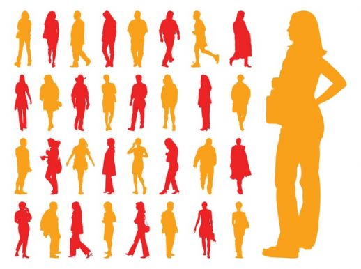 Walking People Silhouette Vector