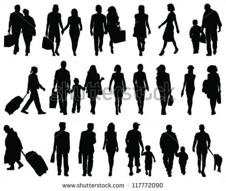 Walking People Silhouette Vector