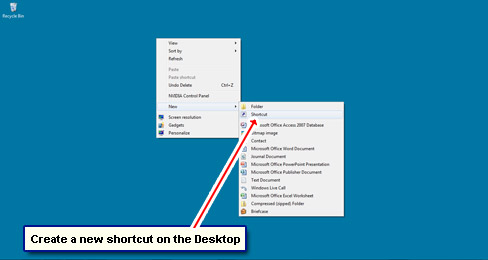 Windows 7 Desktop Shortcut Icons