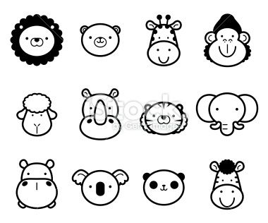 Zoo Animals Clip Art Black and White