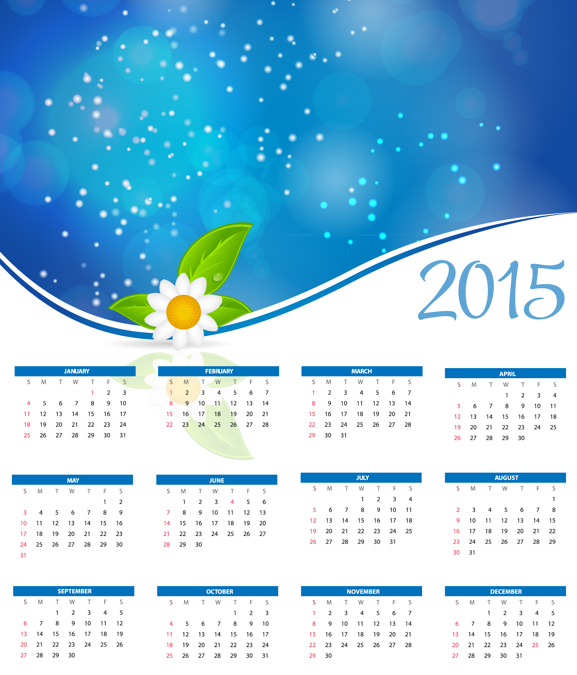 17 2015 Monthly Calendar Vector Images