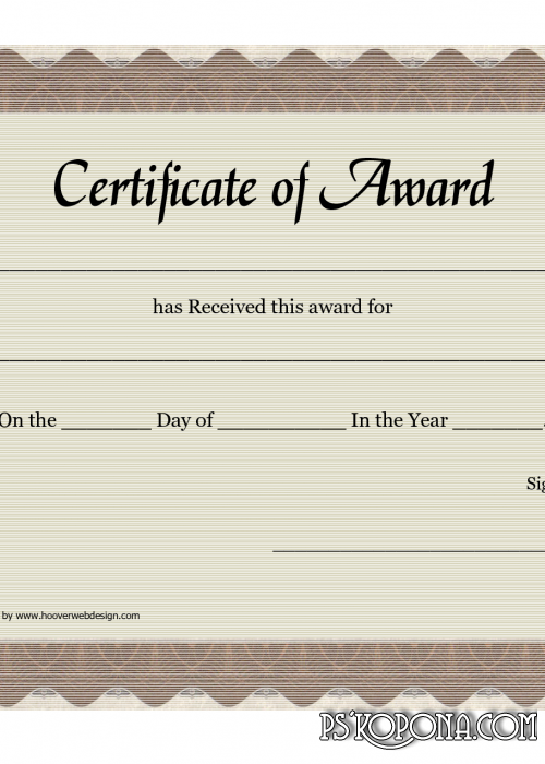 Award Certificate Award Certificate