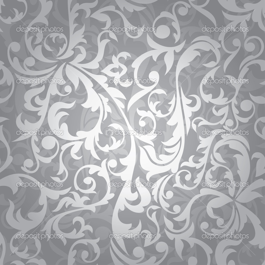 Black and Silver Floral Wallpaper