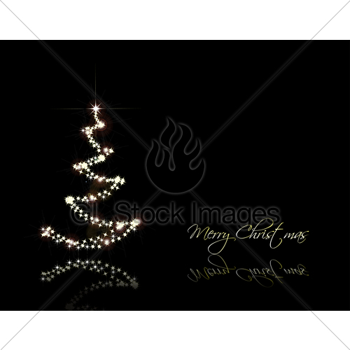Black and White Christmas Tree Card