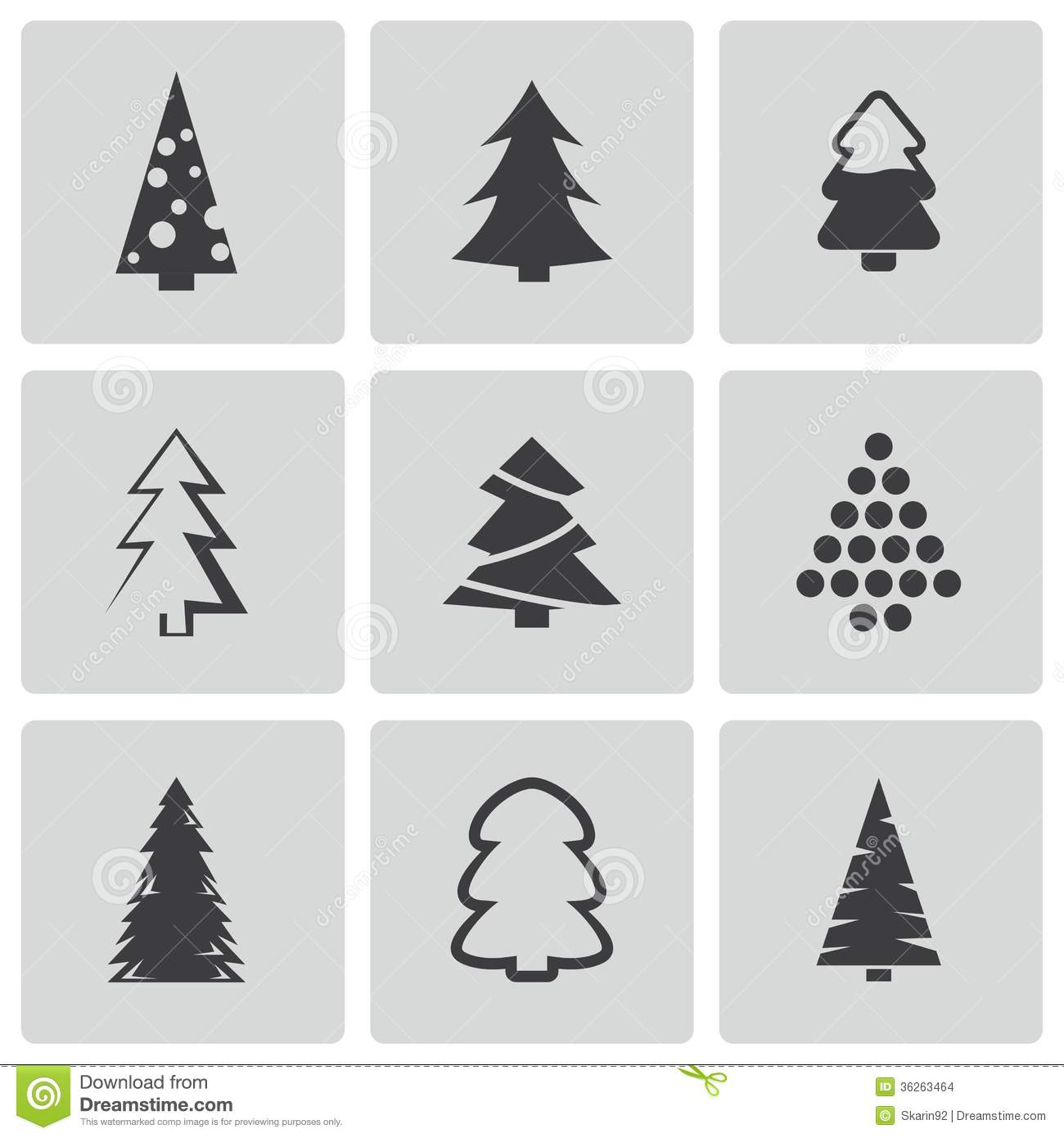 Black and White Christmas Tree Icon