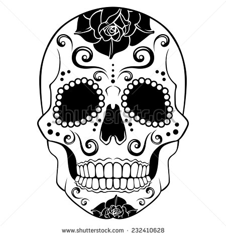 Black and White Sugar Skull Drawings