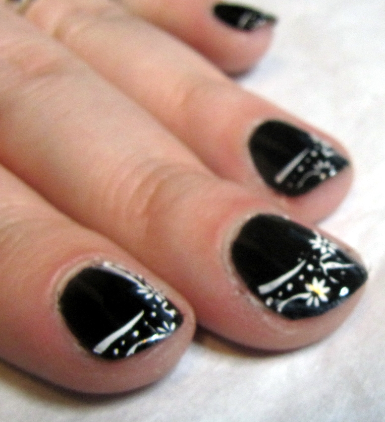 Black Nail Tips with Designs