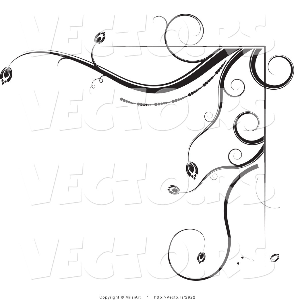 Black White Floral Corner Border Black White Floral Corner Border