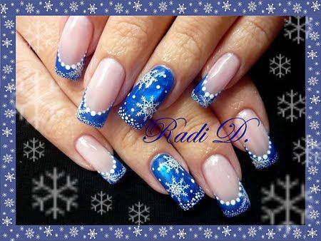 Blue Christmas Nail Design