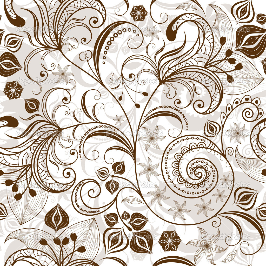 Brown Floral Patterns Vector