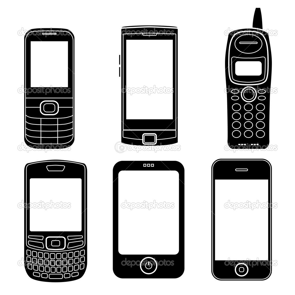 Cell Phone Clip Art Black and White