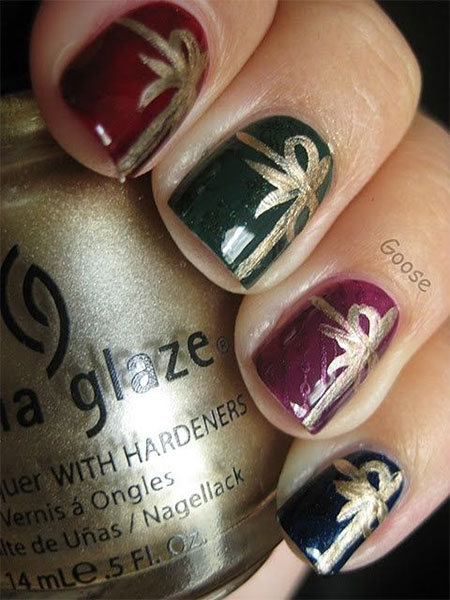 Christmas Present Nail Art Designs