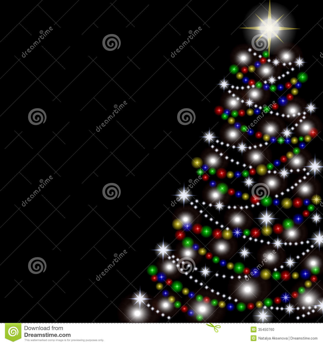 Christmas Tree On Black Background