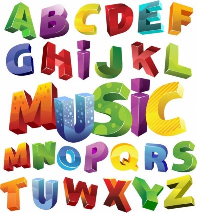 Colorful 3D Alphabet Vector Graphic