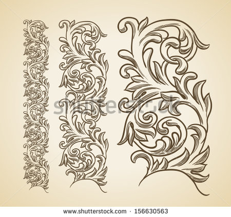 Filigree Scroll Baroque Engraving Floral Design