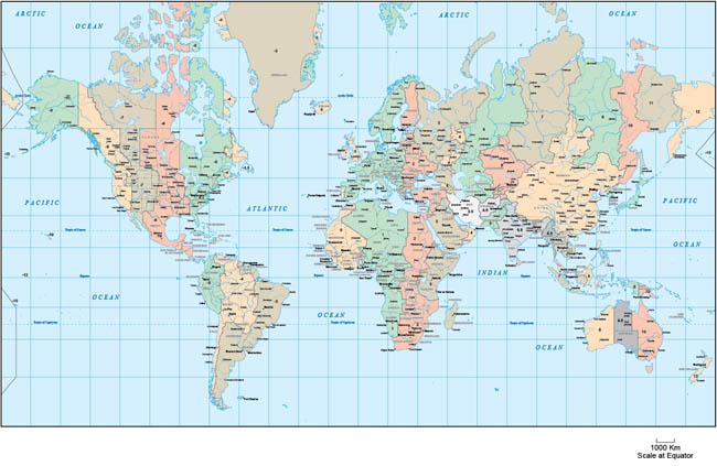 Free Download World Map with Time Zones