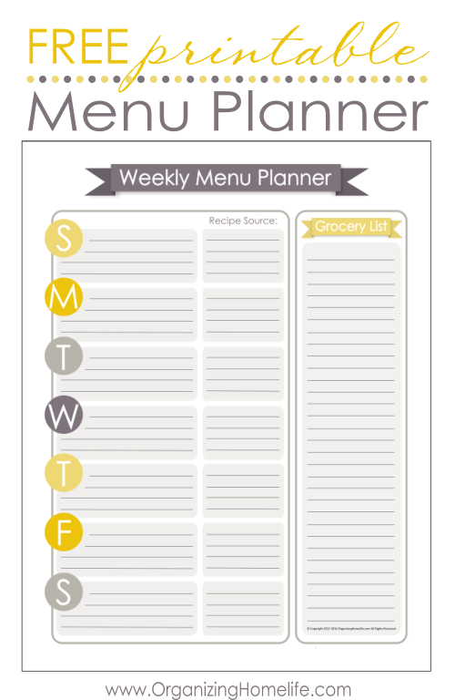 Free Printable Menu Planners