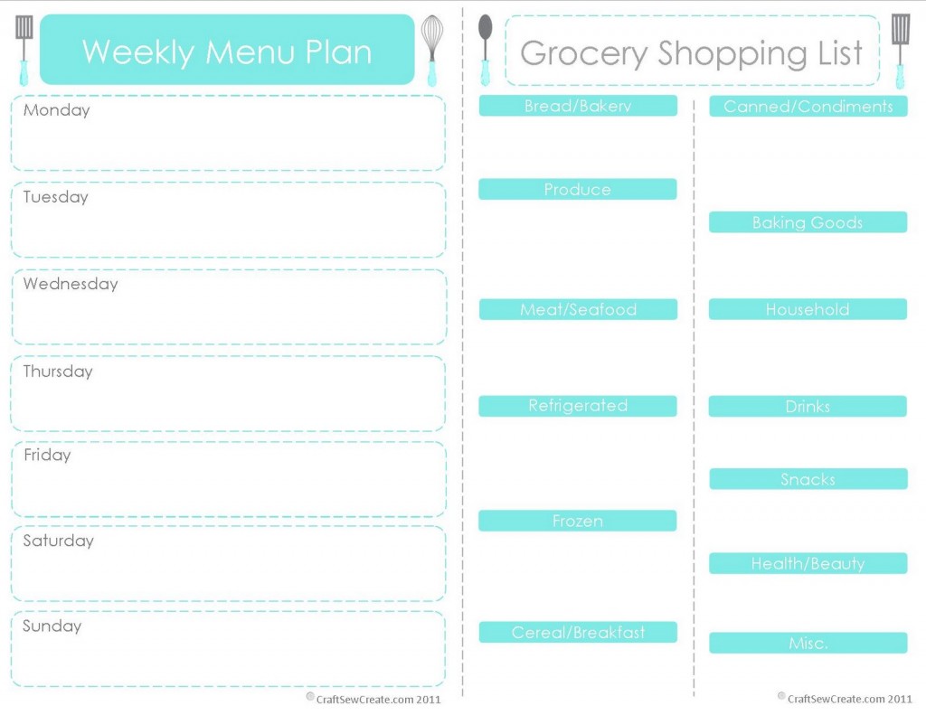 Free Printable Weekly Meal Planner Template