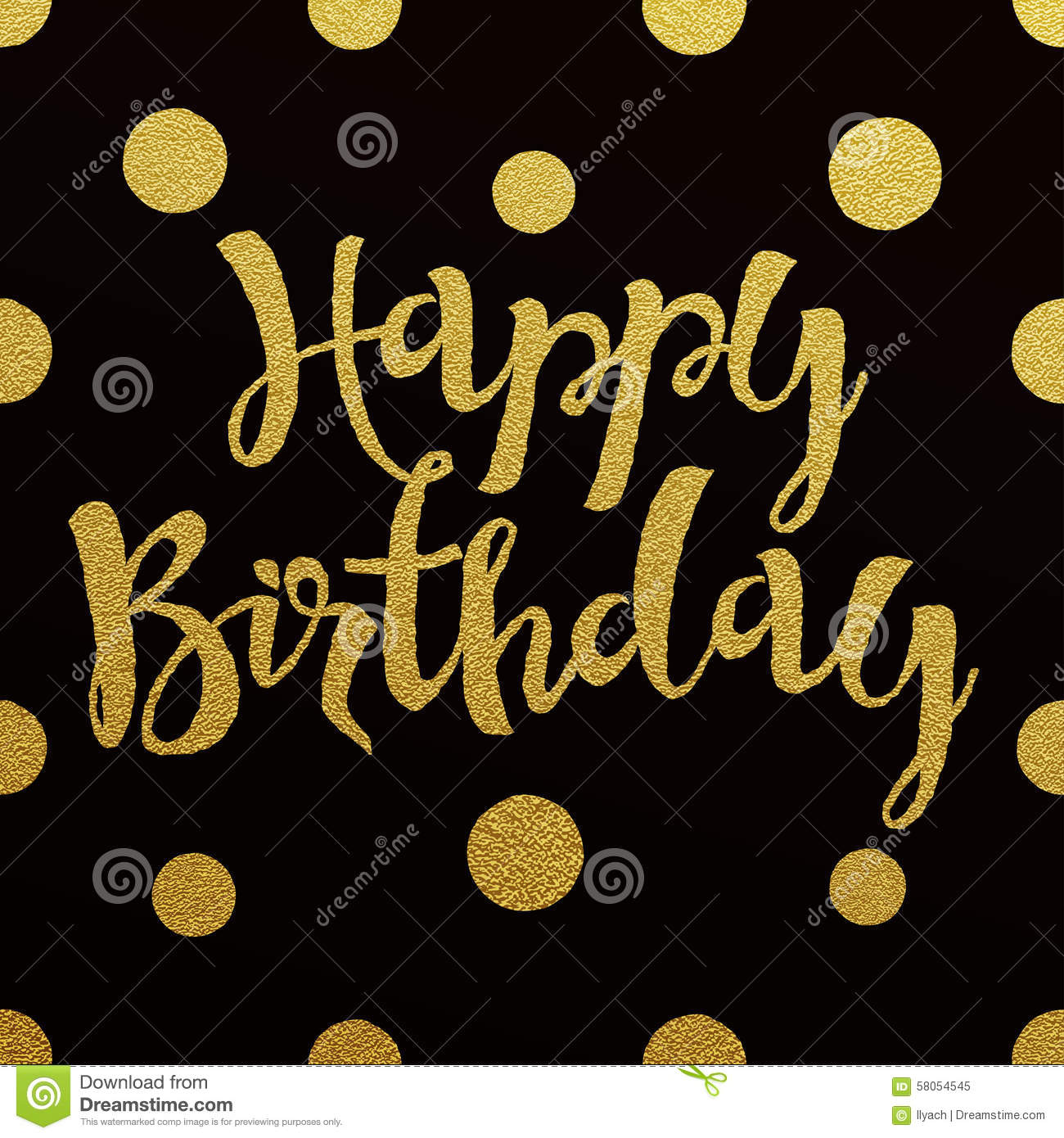 Gold Lettering Happy Birthday Black Background