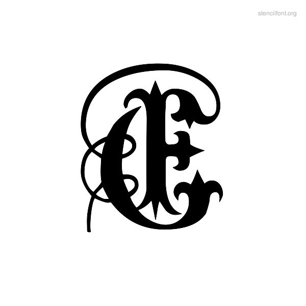 Gothic Font Letter E Stencil
