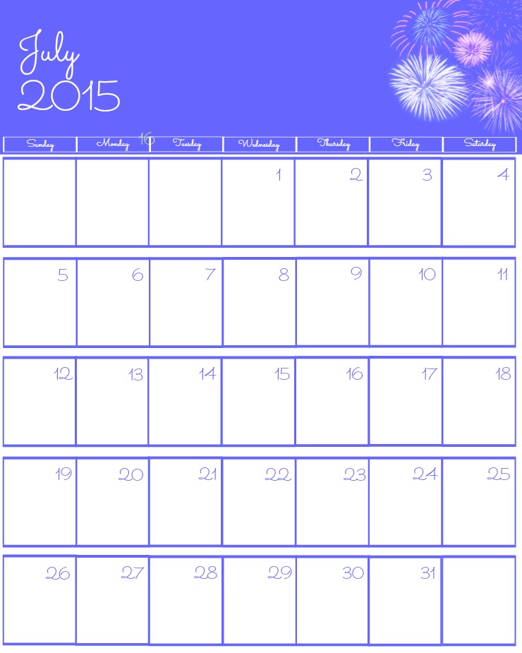 July 2015 Calendar Printable