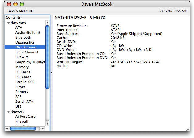 OS X System Profiler