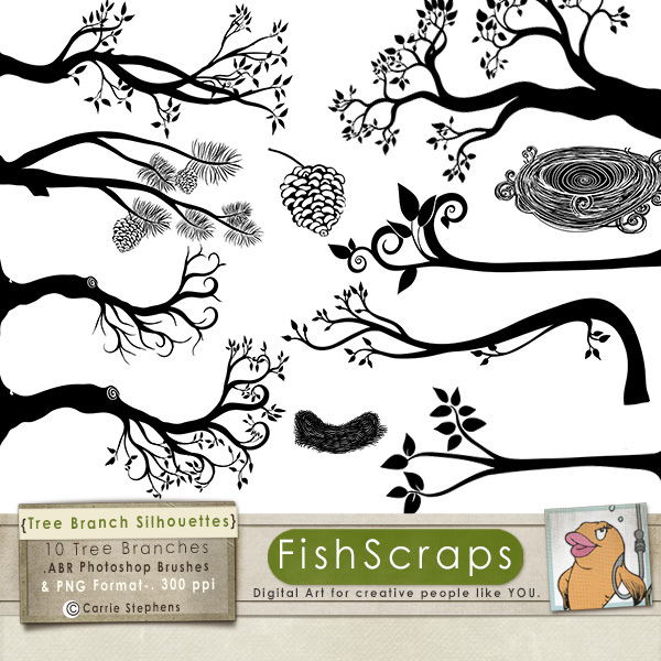 Pine Tree Branch Silhouette Clip Art