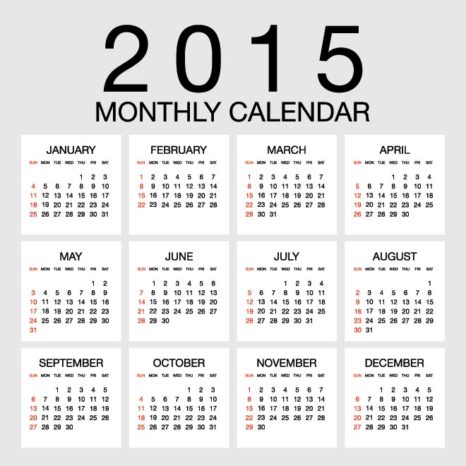 Printable 2015 Yearly Calendar with Week Numbers