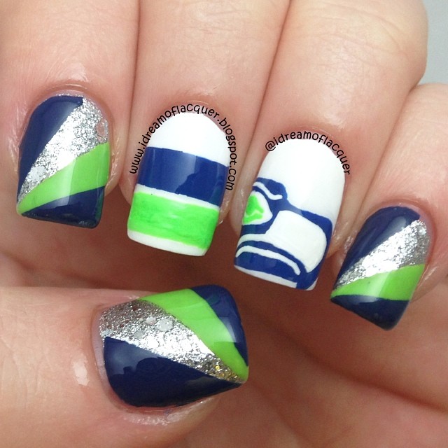 Seahawks Nail Art Designs