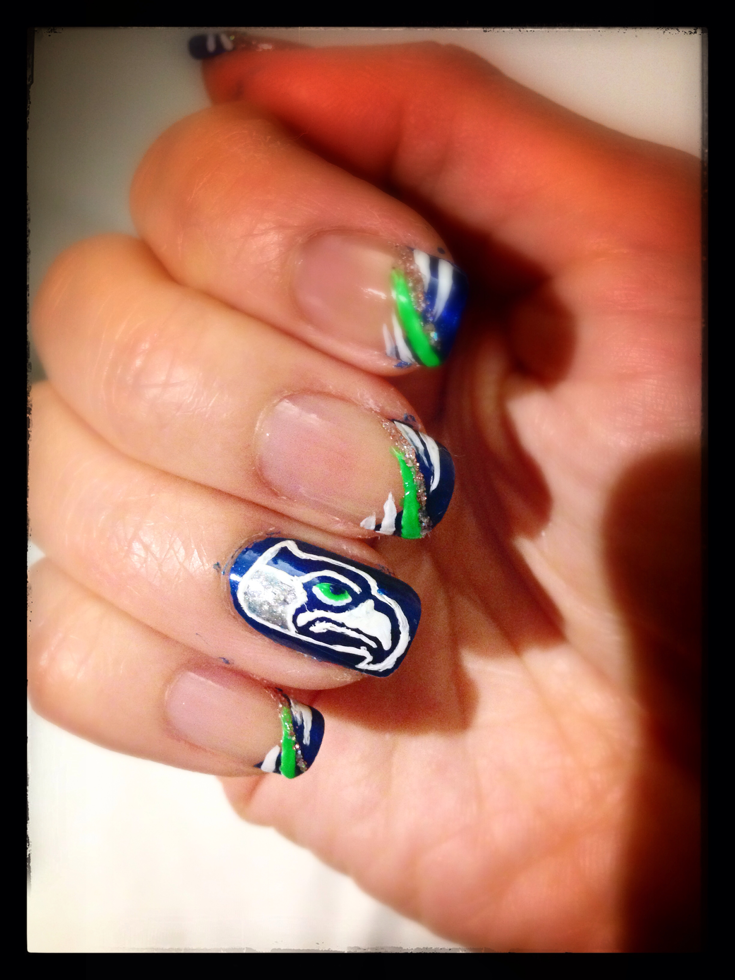 Seahawks Nail Design