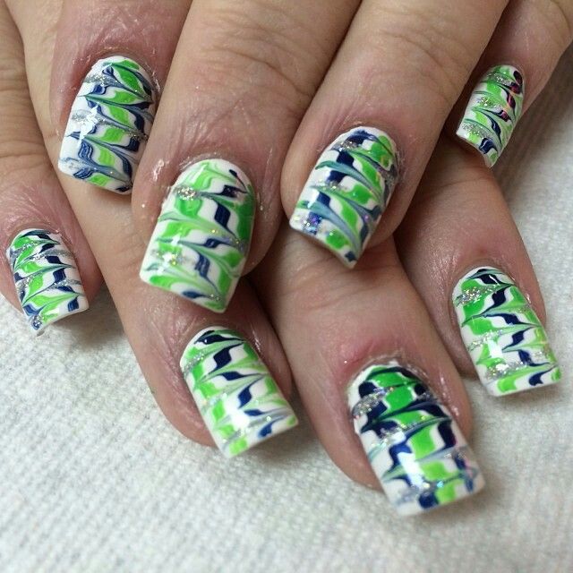 Seattle Seahawks Nail Design