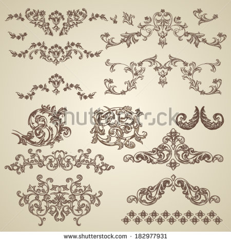 Vintage Baroque Engraving Floral Scroll Filigree