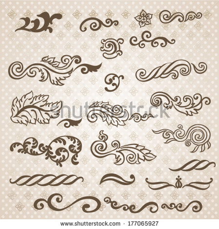 Vintage Baroque Engraving Floral Scroll Filigree