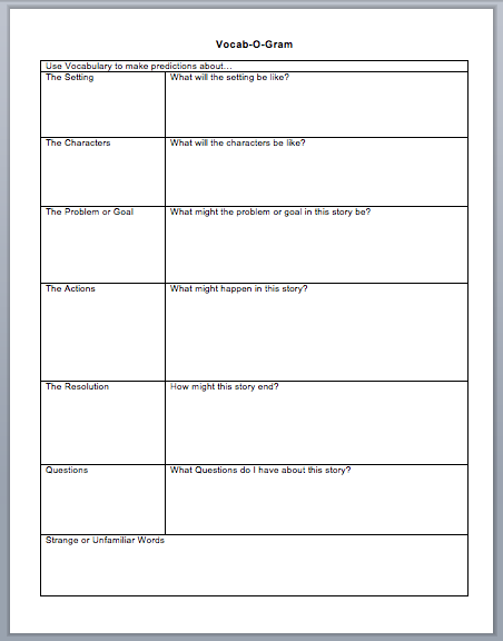 Vocabulary Graphic Organizer