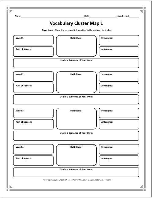 Vocabulary Graphic Organizers PDF