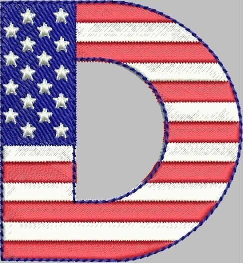 American Flag Machine Embroidery Alphabet Fonts