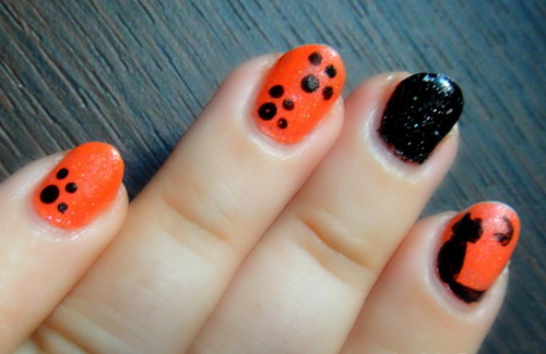 Black and Orange Halloween Nail Designs