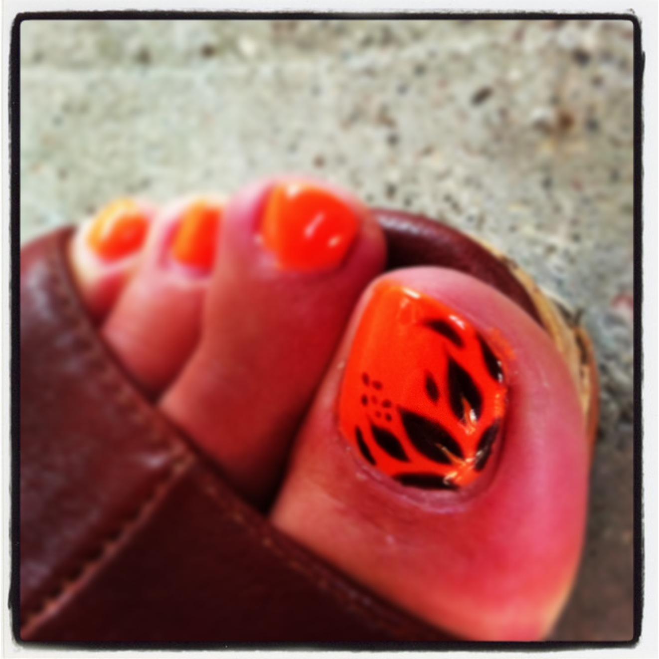 Bright Orange Toe Nail Art