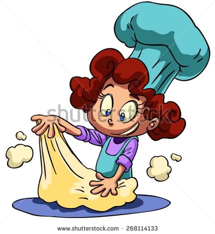 Cartoon Baker Kneading Dough