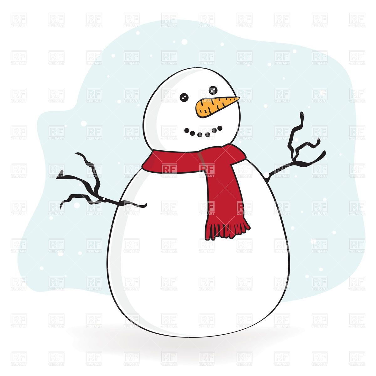Cartoon Snowman with Scarf
