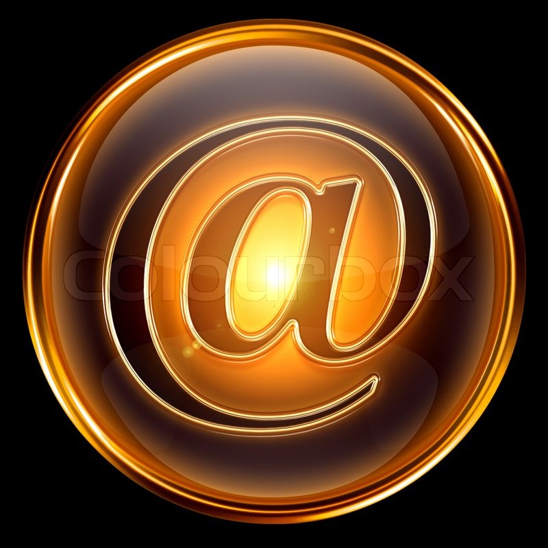 Email Icon Black Background with Gold