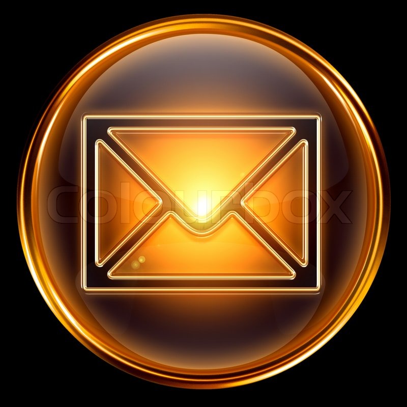 Email Icon Black Background with Gold