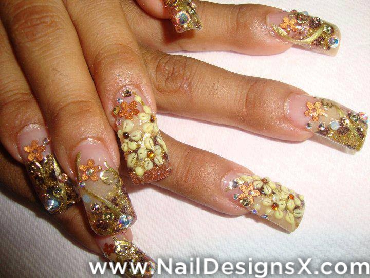 Flower Acrylic Nail Design Flower Acrylic Nail Design