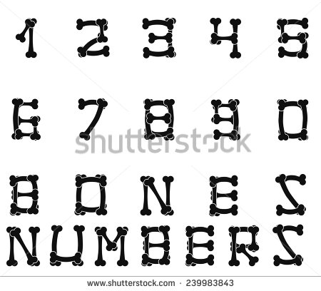Font Number Made of Bones