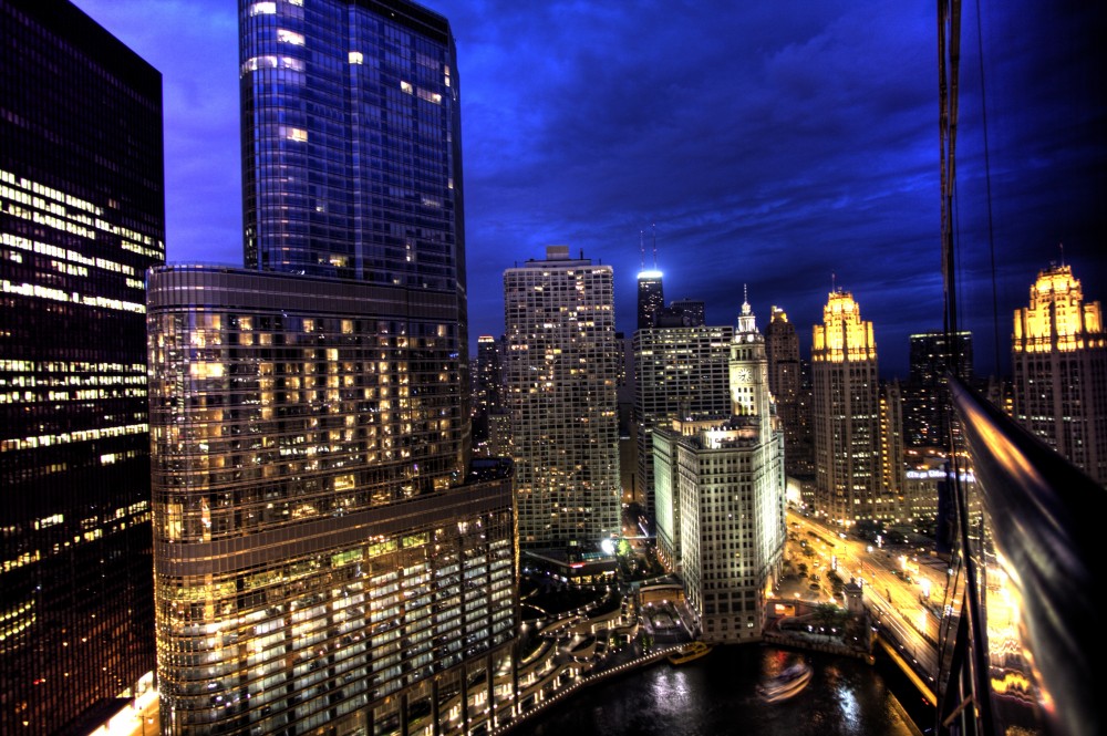 Free Public Domain Image Chicago Skyline at Night