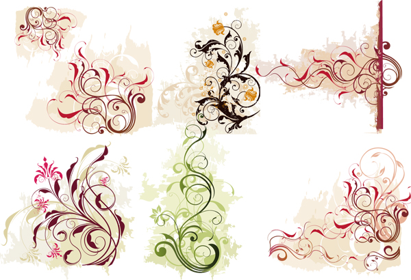 18 Wedding Floral Swirl Vector Images