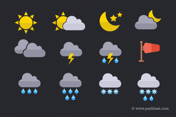 Free Vector Weather Icons Flat