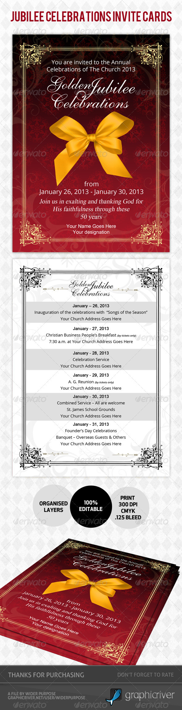 Golden Invitation Card Template