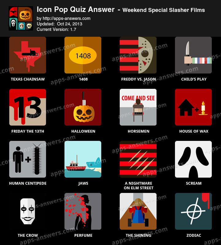 Icon Pop Quiz Answers Slasher Films